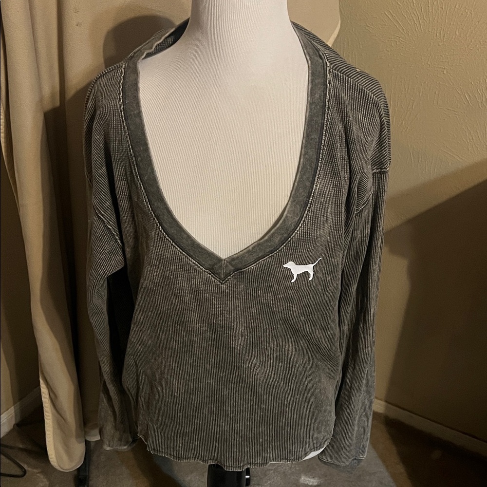 PINK Victoria's Secret Gray thermal Crop Top